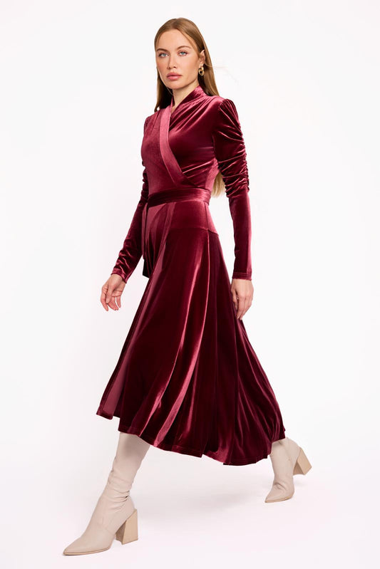 BURGANDY WRAP DRESS