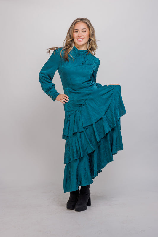 TONE ON TONE ANGLED LAYERED DRESS