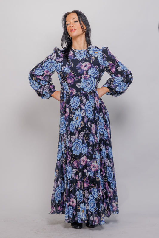 FLORAL MAXI ELASTIC WAIST DRESS
