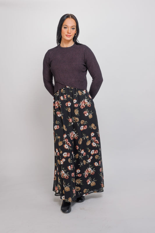 CREWNECK SLEEVELESS FLORALPRINT DRESS