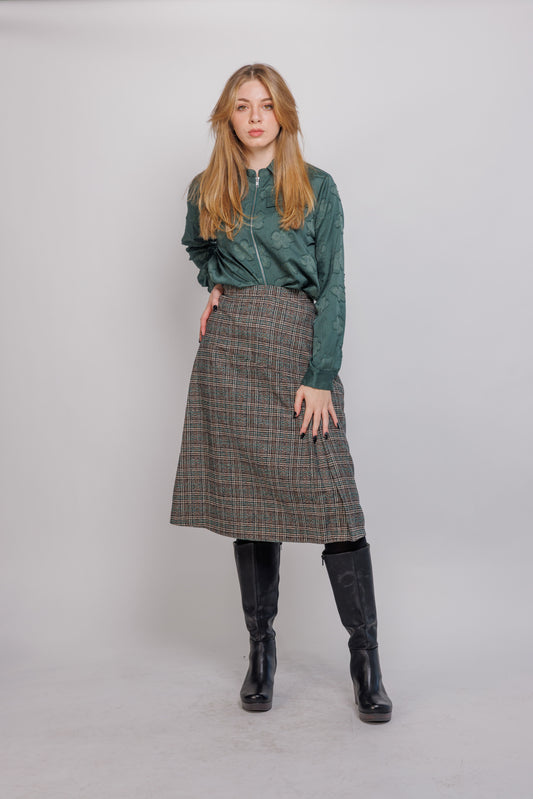 ANGLED CUT PLAID SKIRT