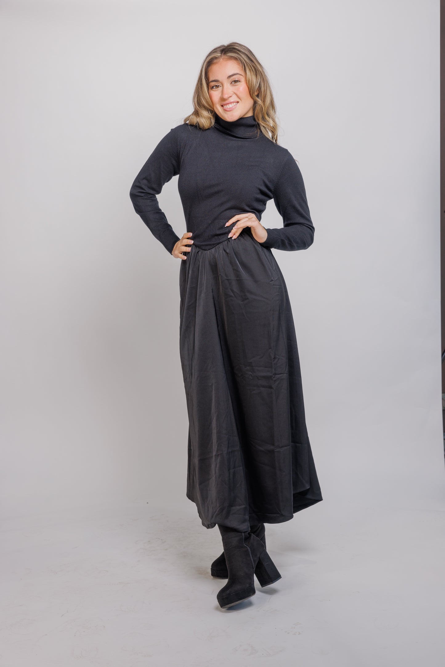KNIT/SATIN DRESS