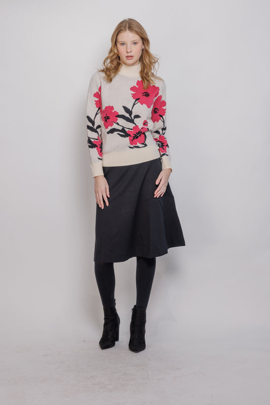 LARGE FLOWER PRINT SWSEATER