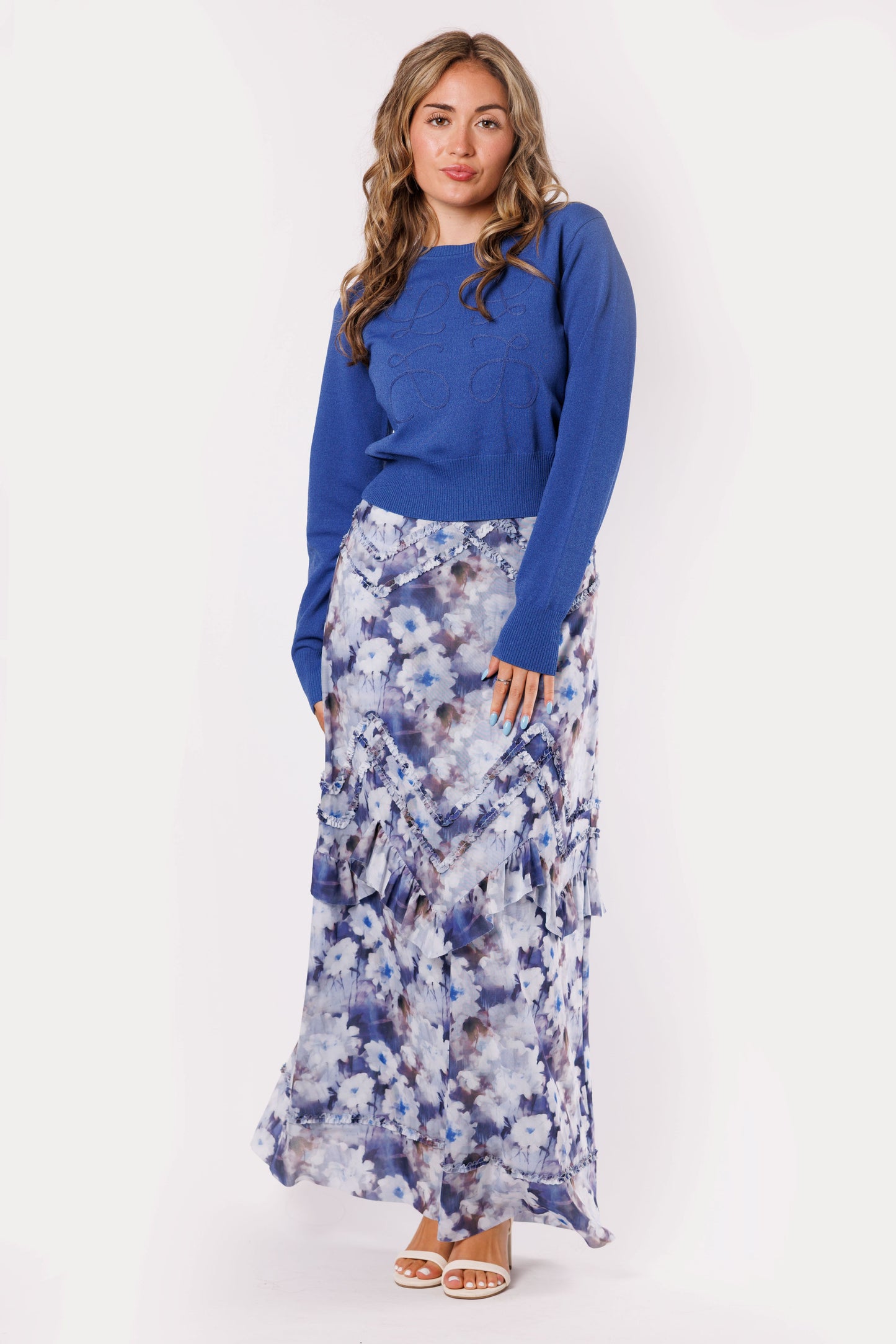 FLORAL PRINT MESH SKIRT