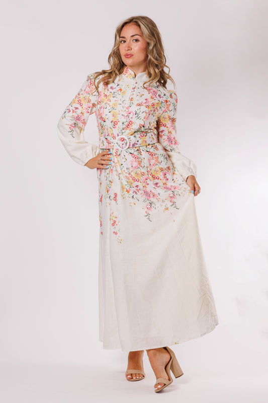 FLORAL BELTED DRESS