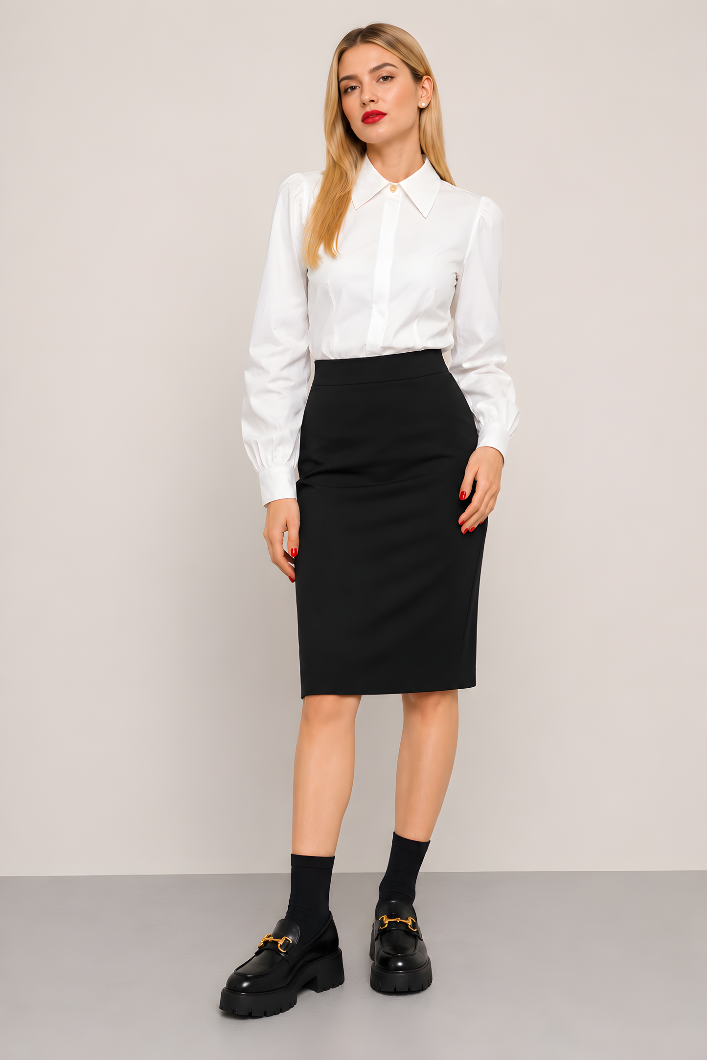 COVERED PLACKET WHITE BLOUSE