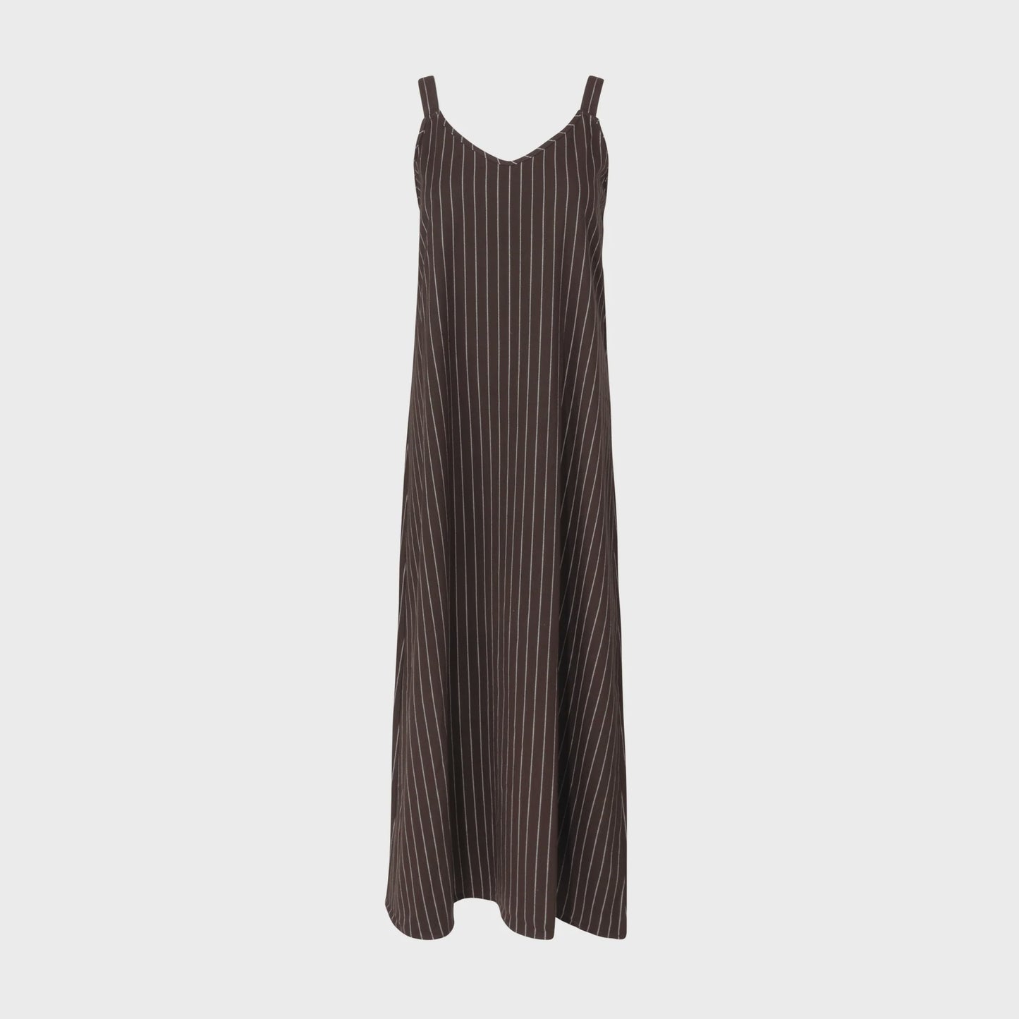 BROWN PINSTRIPE SLIP JUMPER