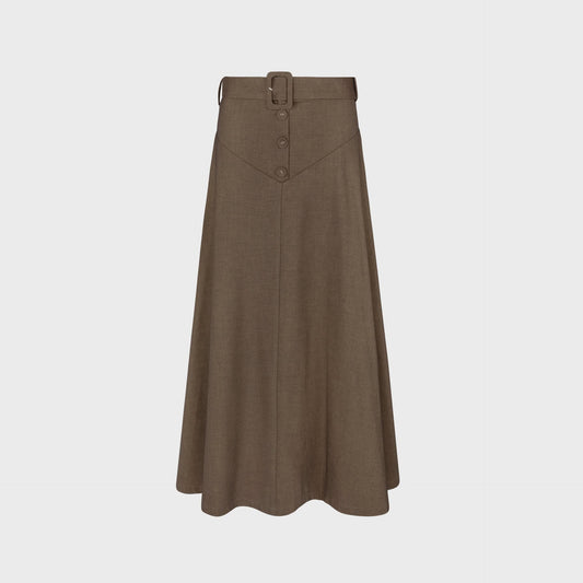 BROWN FIT & FLAIR SKIRT