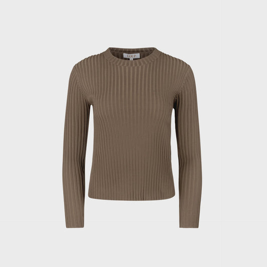 BROWN WIDE RIBBED KNIT TOP