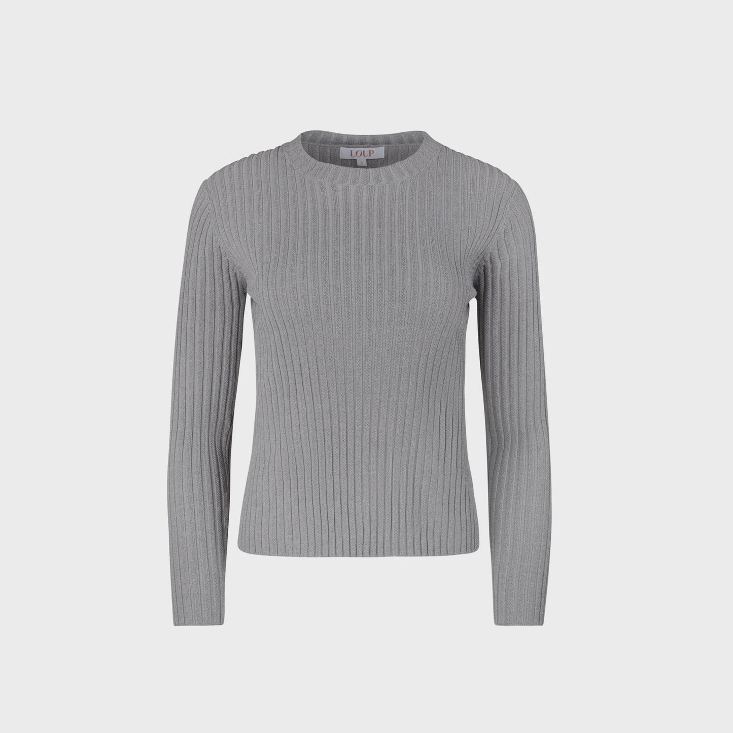 GREY WIDE RIBBED KNIT TOP