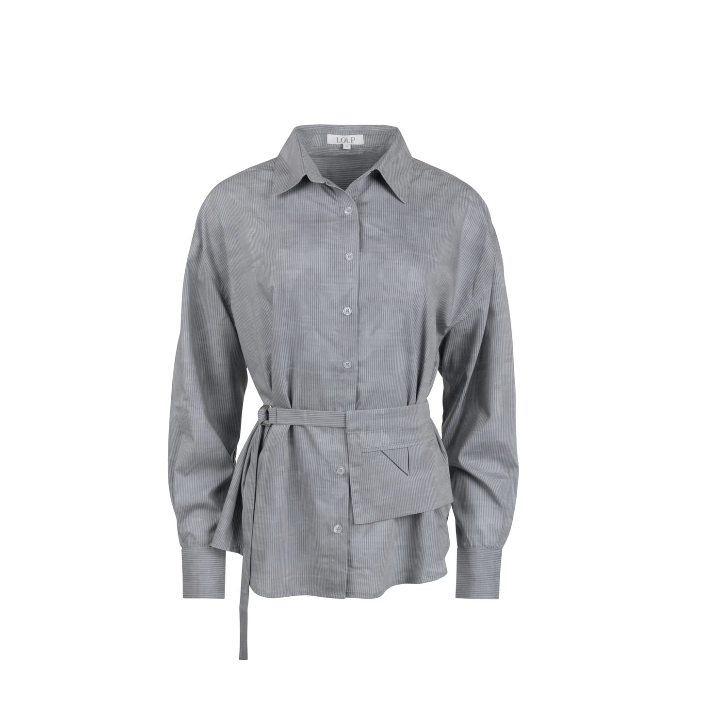 GREY PINSTRIPE BLOUSE