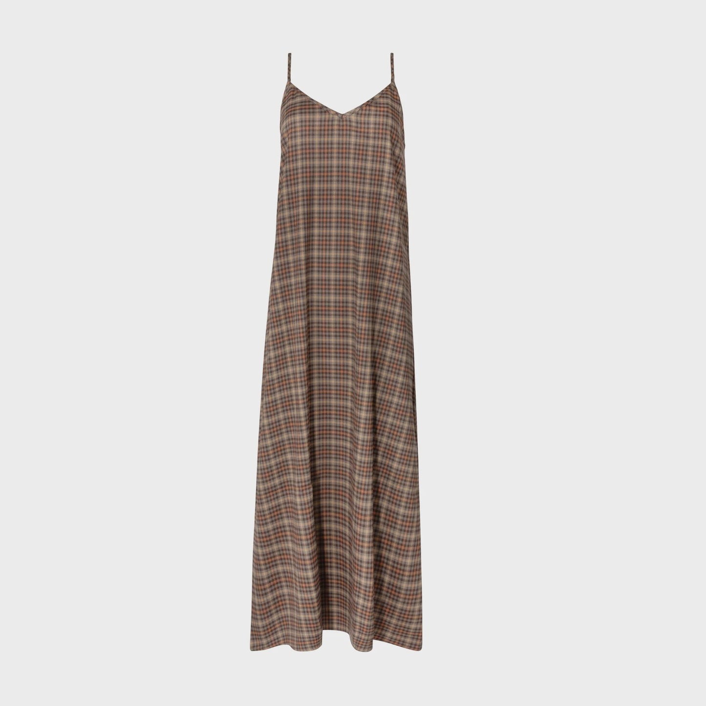 BROWN PLAID SLIP JUMPER