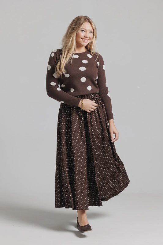 BROWN POLKA DOT SWEATER