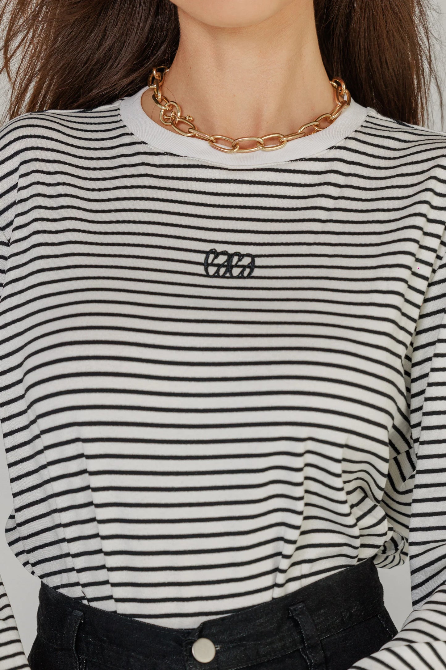 BLACK SIGNATURE STRIPED TEE