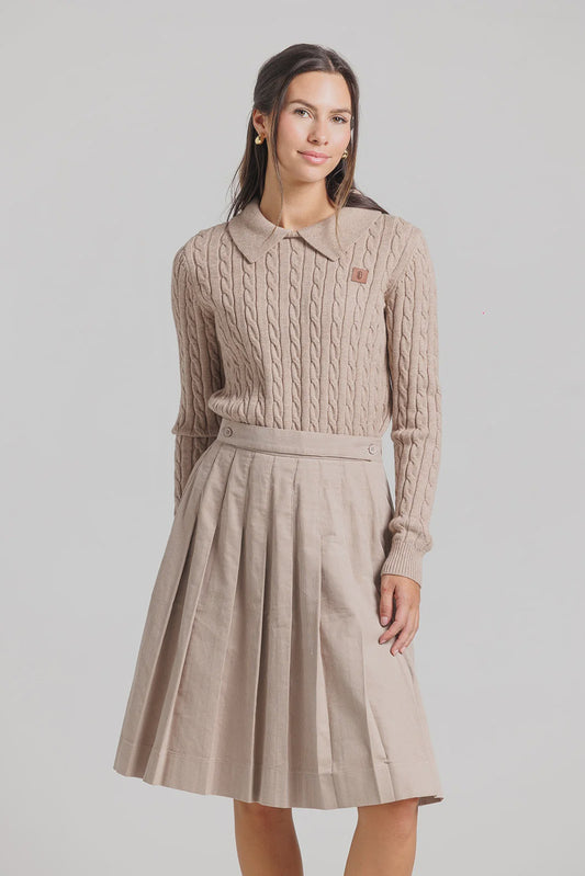 TAN TAN CORDUROY PLEATED SKIRT