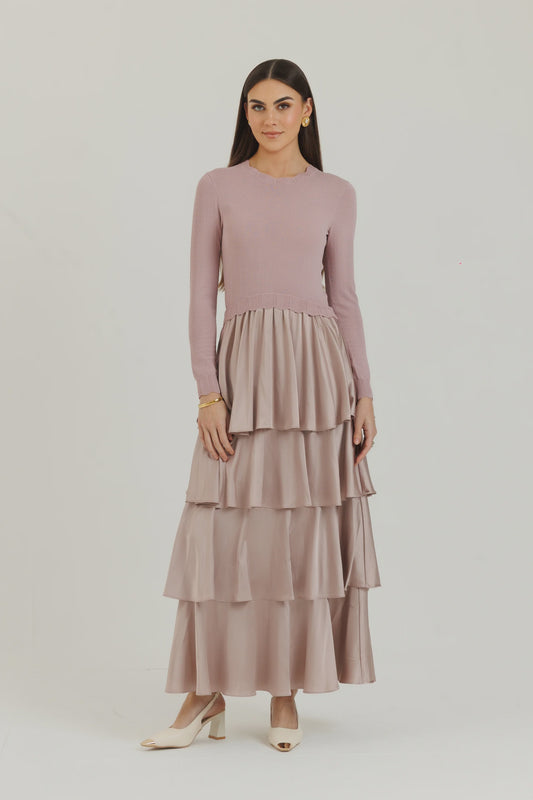 SCALLOPED RUFFLE MAXI MAUVE