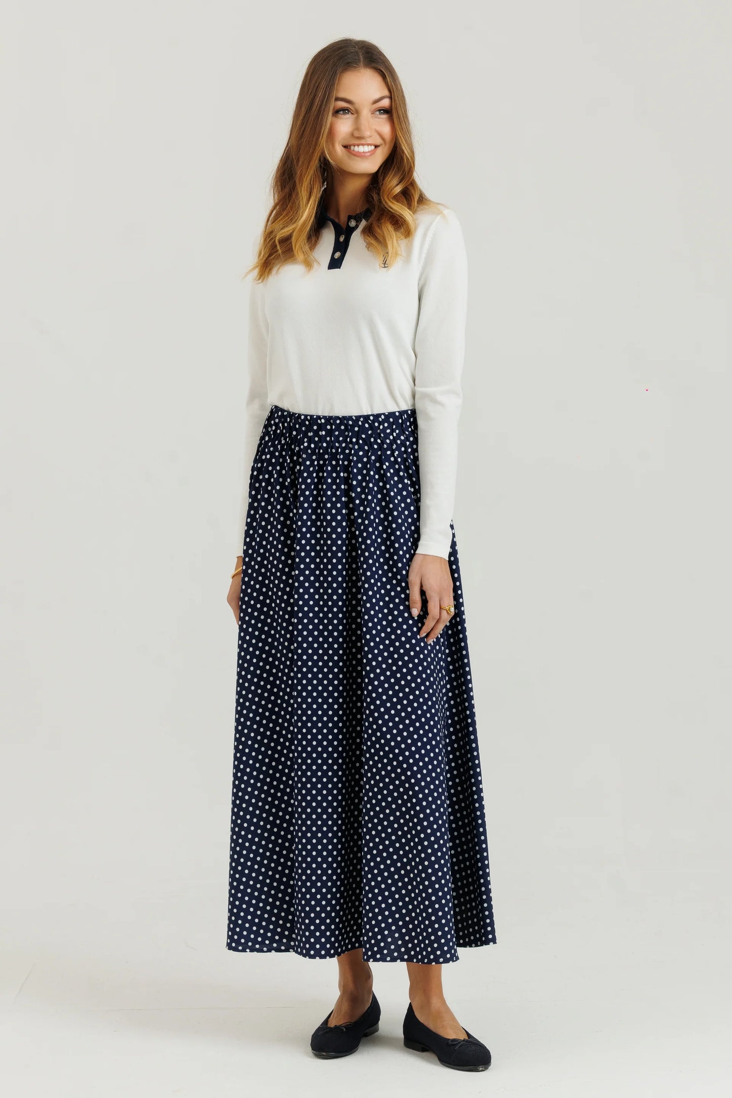 POLKA DOT SKIRT NAVY & WHITE