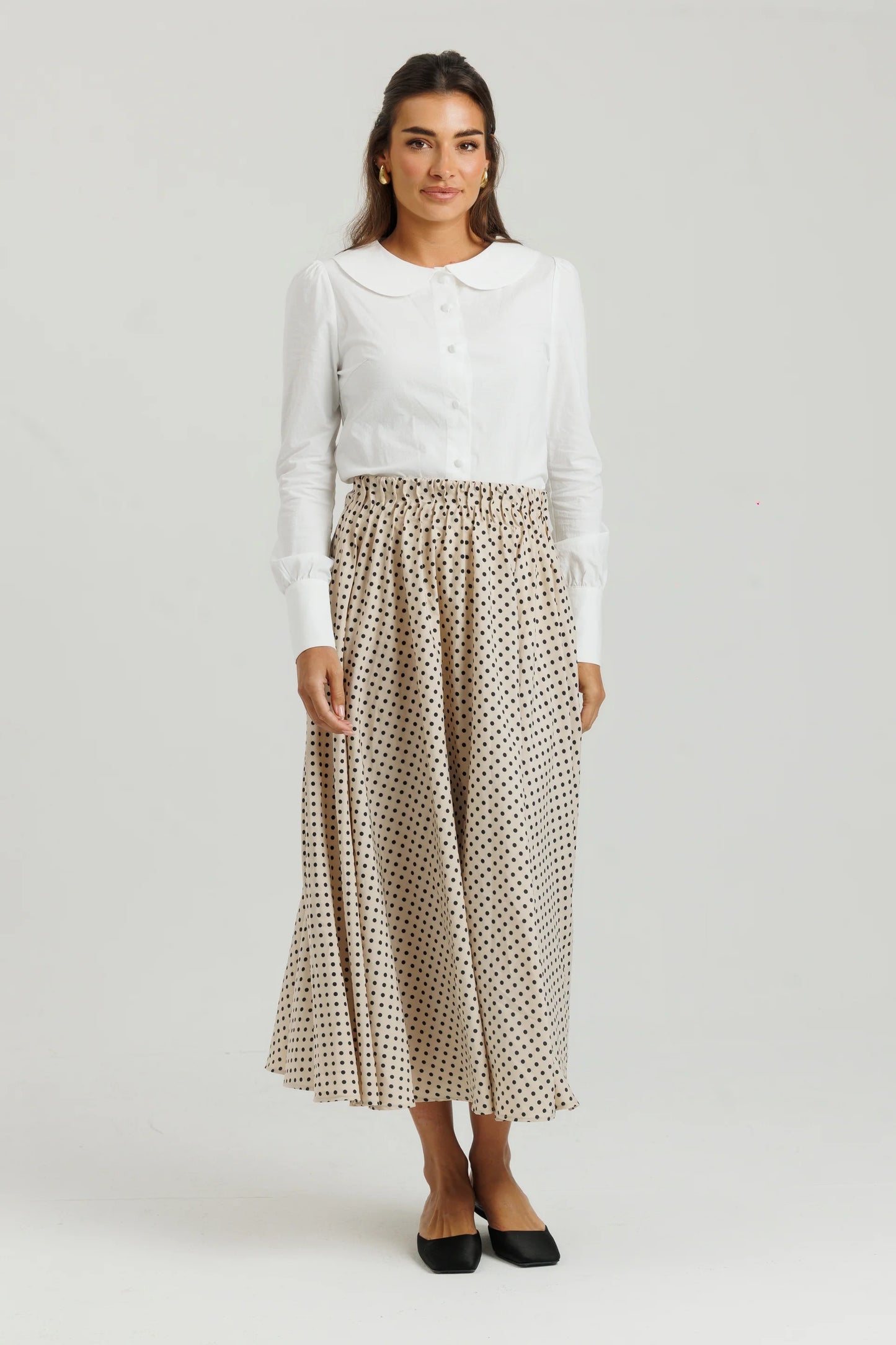 POLKA DOT SKIRT CREAM & BLACK