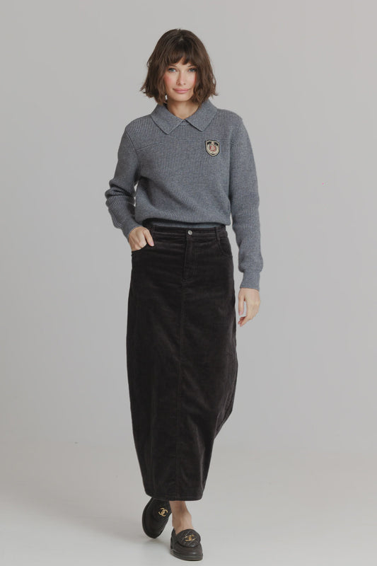 GREY CORDUROY SKIRT