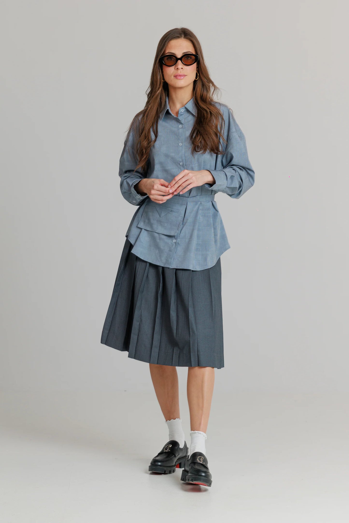 GREY PINSTRIPE BLOUSE