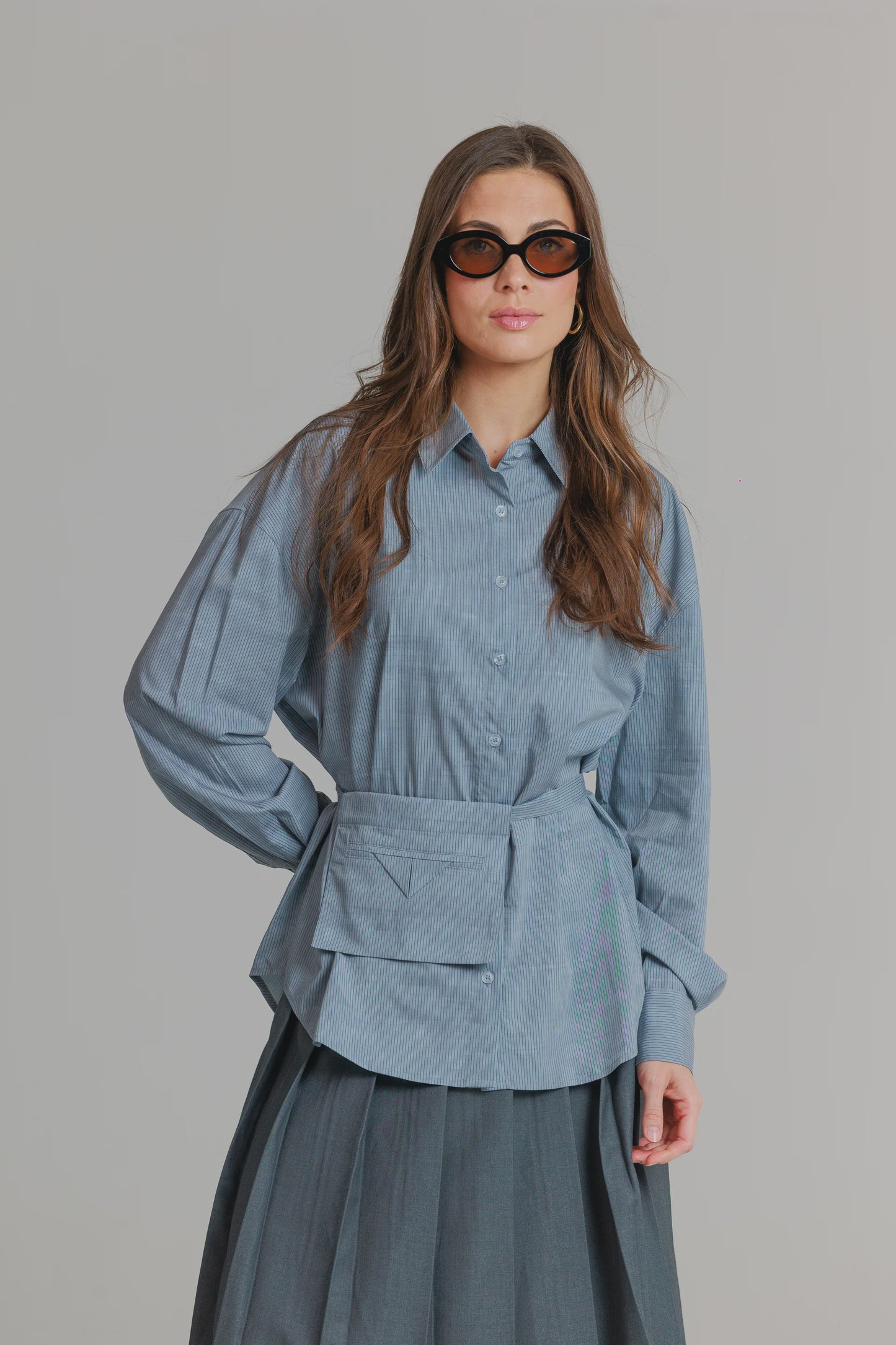 GREY PINSTRIPE BLOUSE