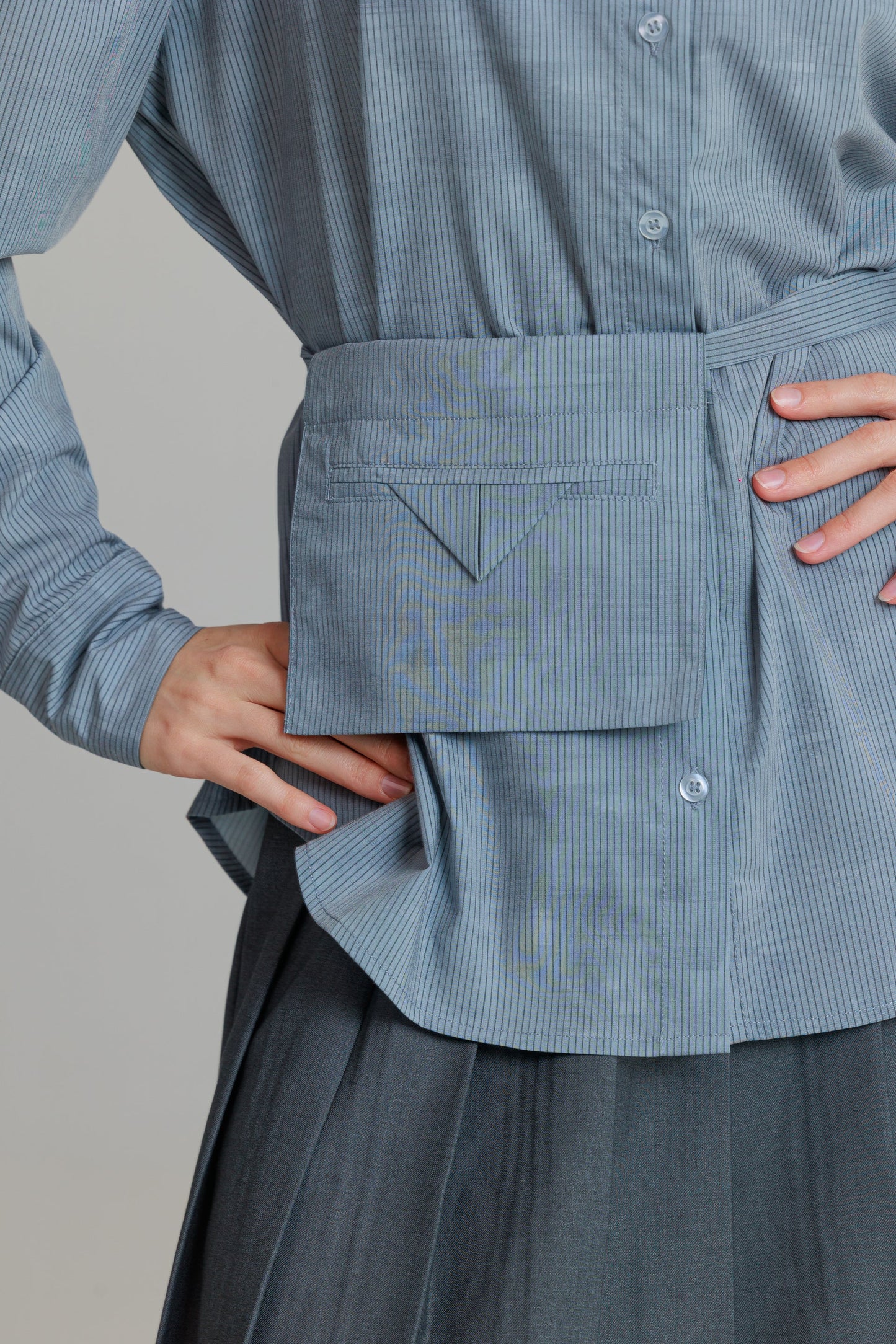GREY PINSTRIPE BLOUSE