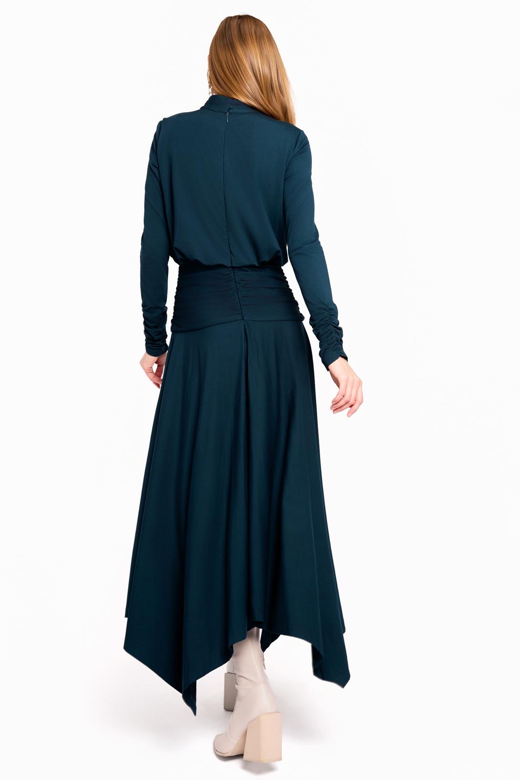 TEAL RUCHED WAIST DRESS