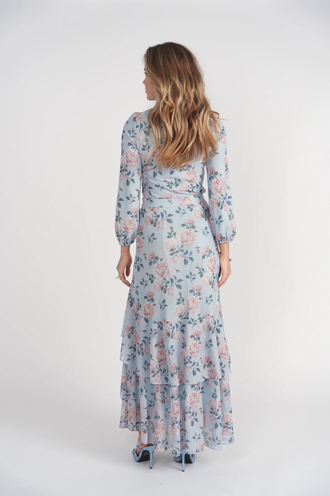 BLUE AND PINK FLORAL DEBBIE TOP