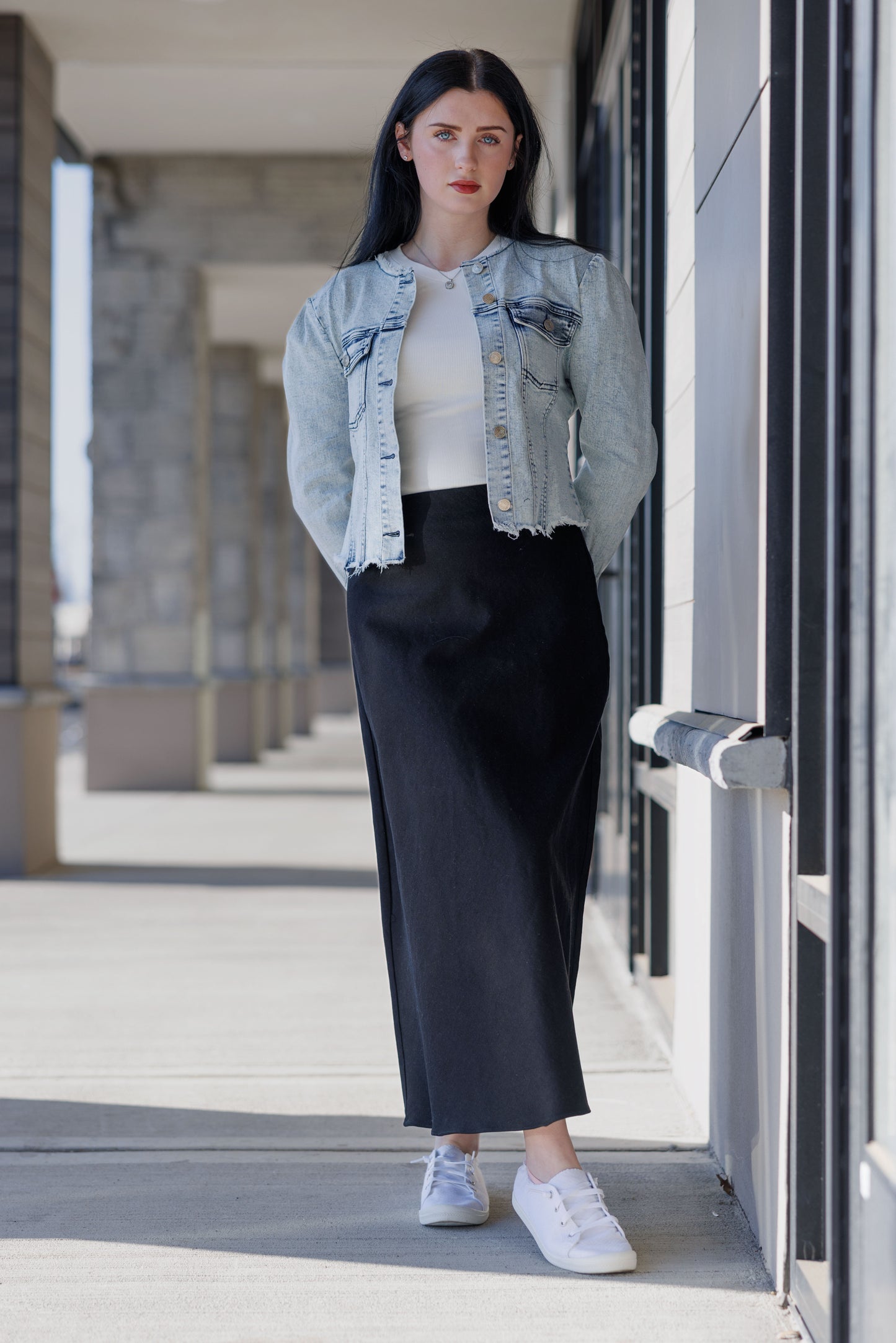 BLACK DENIM SKIRT