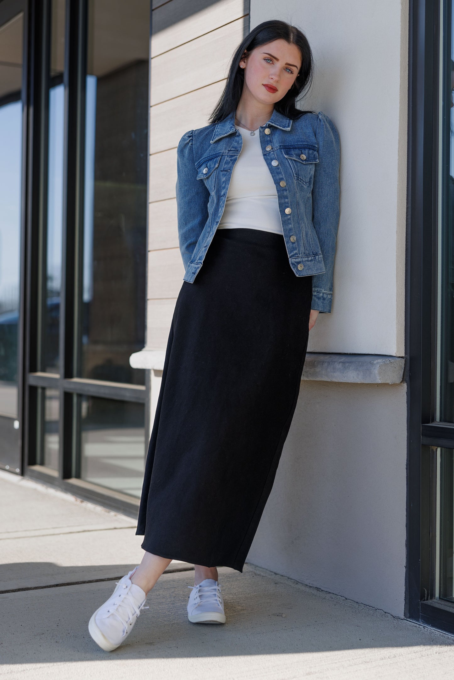 BLACK DENIM SKIRT