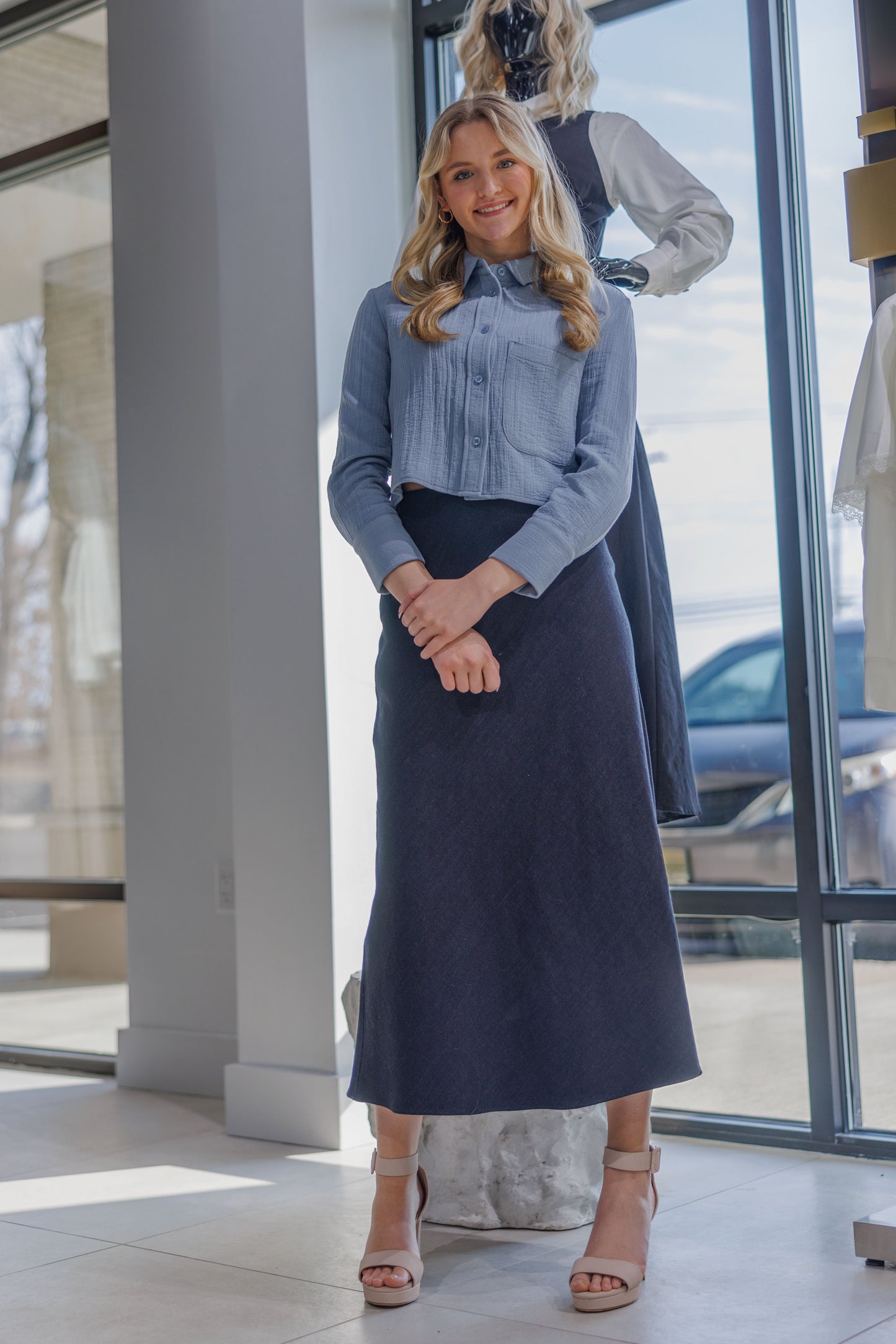 BLUE DENIM SKIRT