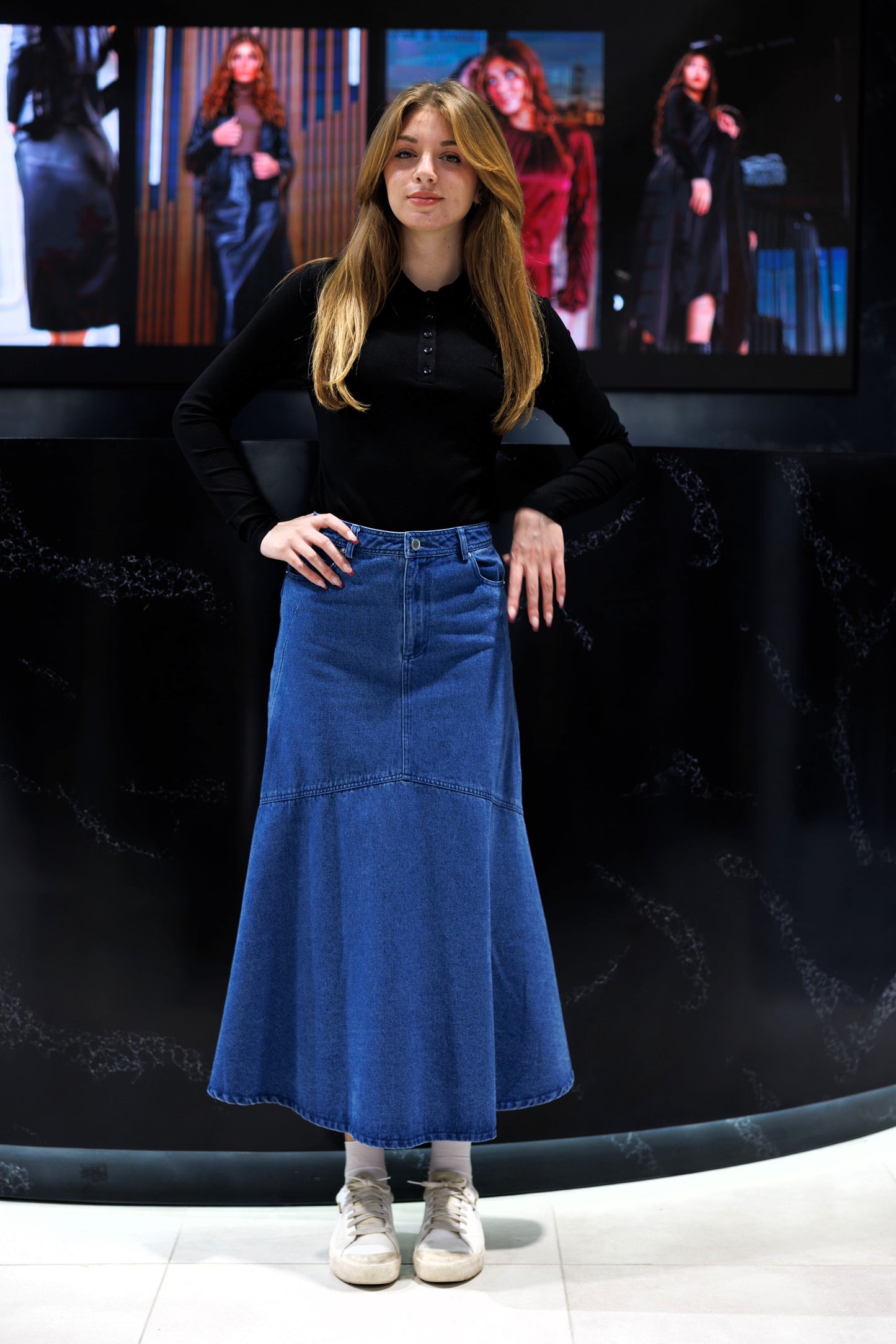 DENIM MIDI SKIRT IN 4 COLORS