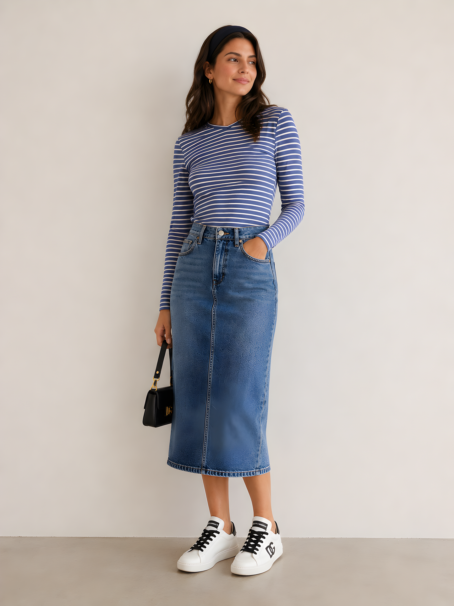 STRIPED V-NECK BLUE
