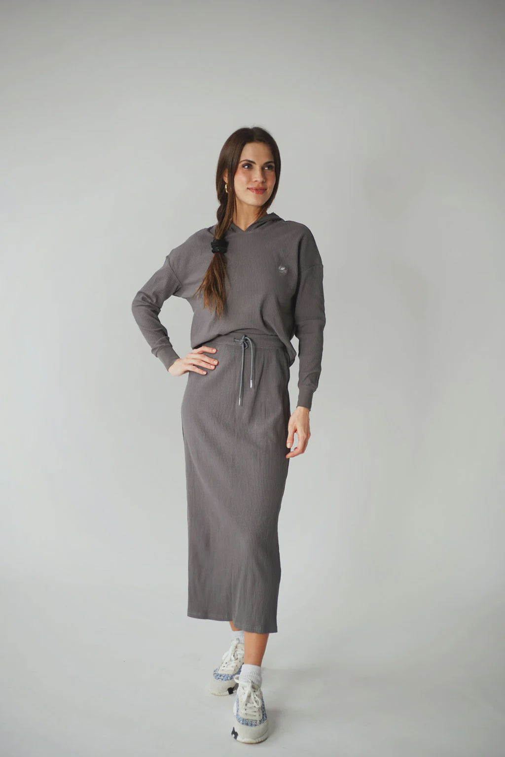 GREY DRAWSTRING SKIRT