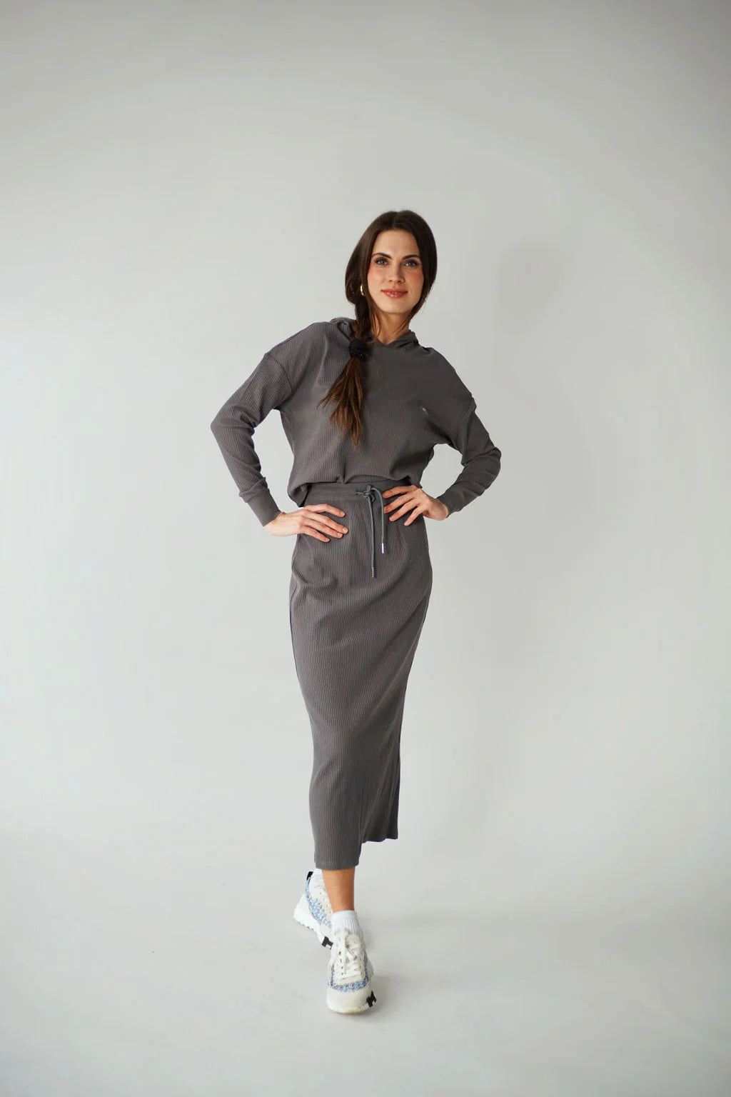 GREY DRAWSTRING SKIRT