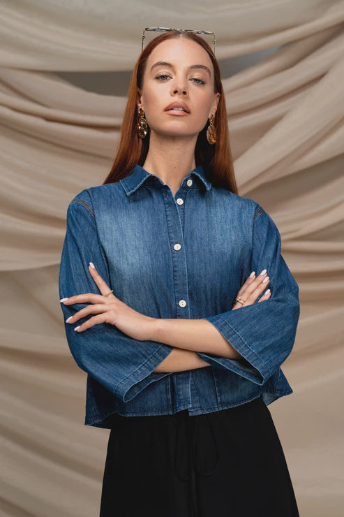 DENIM CROP SHIRT