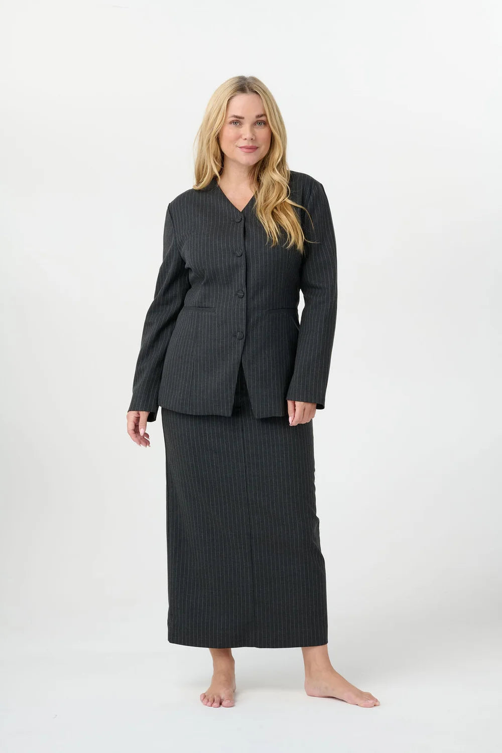 GREY PINSTRIPE MAEVE BLAZER