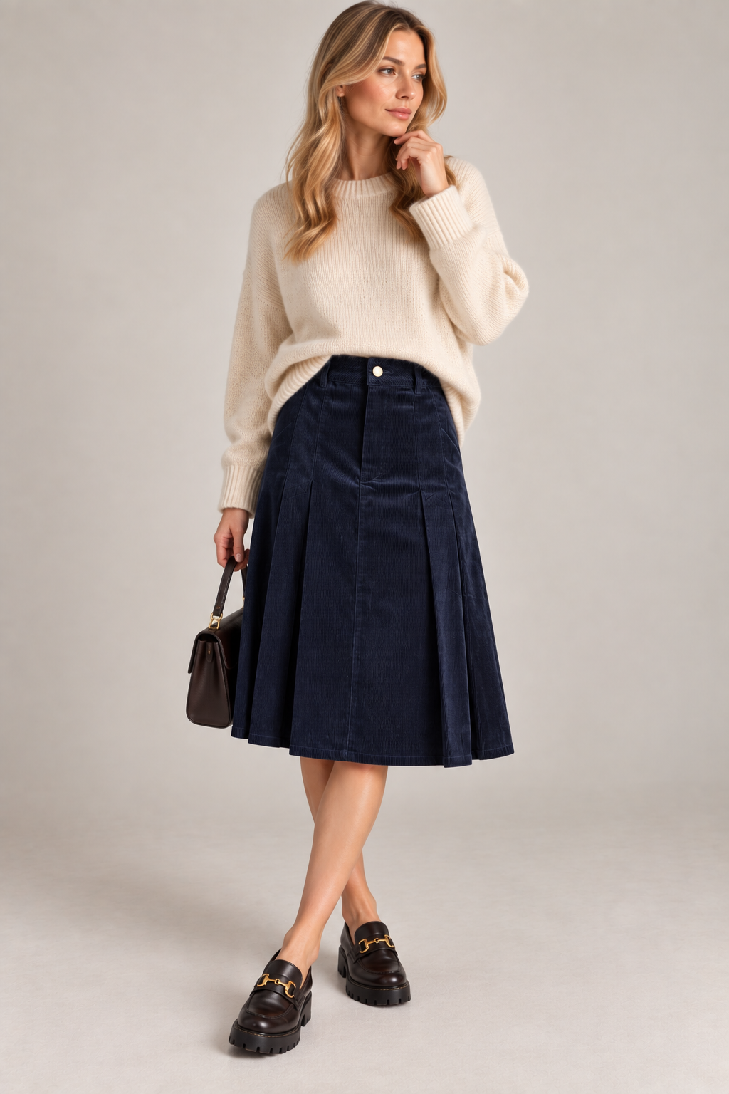PLEATED CORDUROY SKIRT AVAILABLE IN 3 COLORS