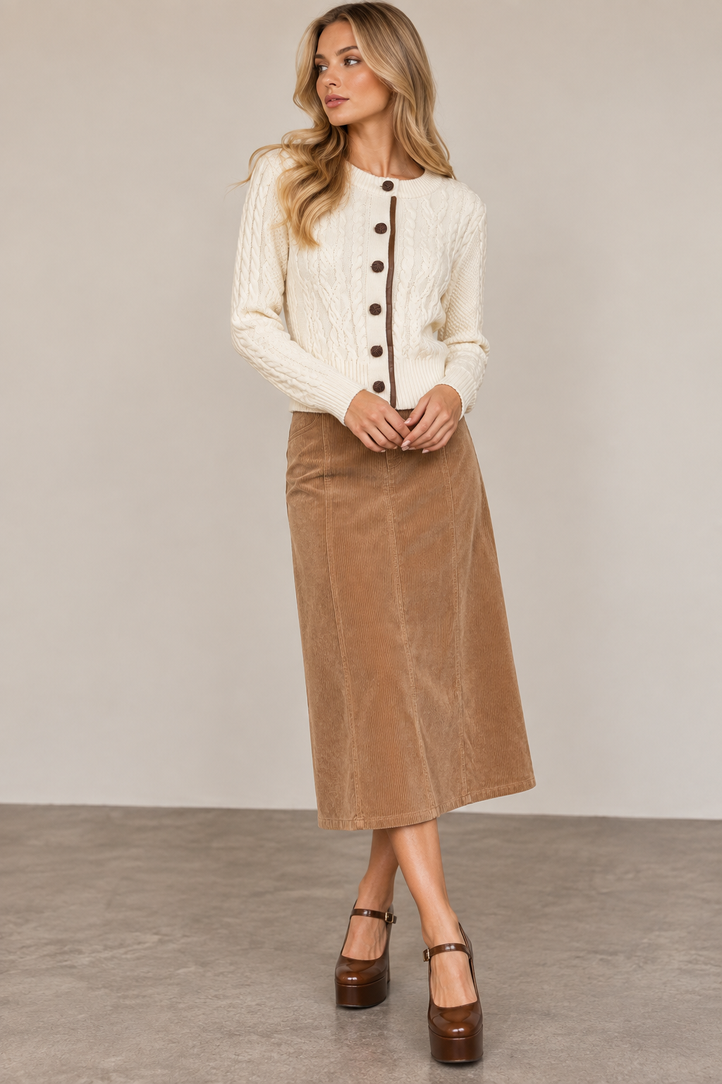 CORDUROY SKIRT WITH BUCKLE DETAIL AVAILABLE IN 2 COLORS