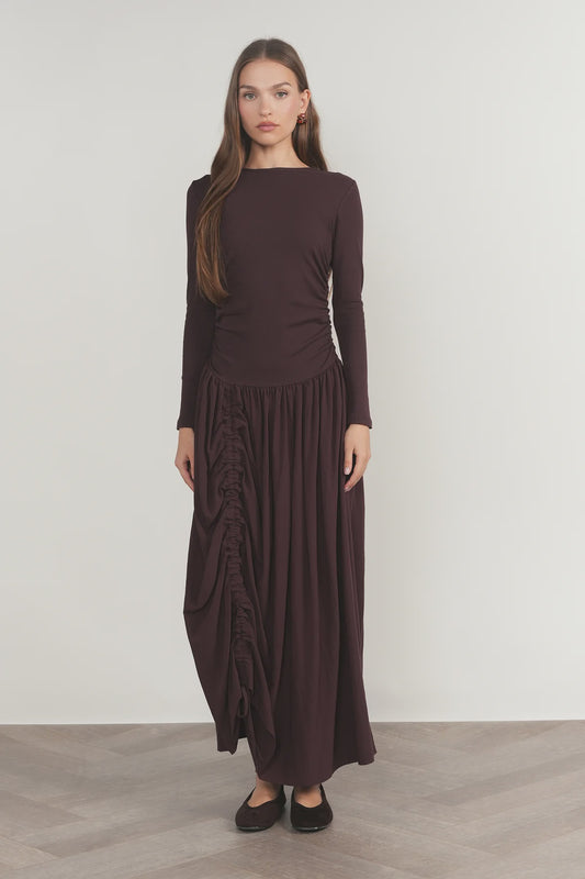EGGPLANT SAVOY DRESS