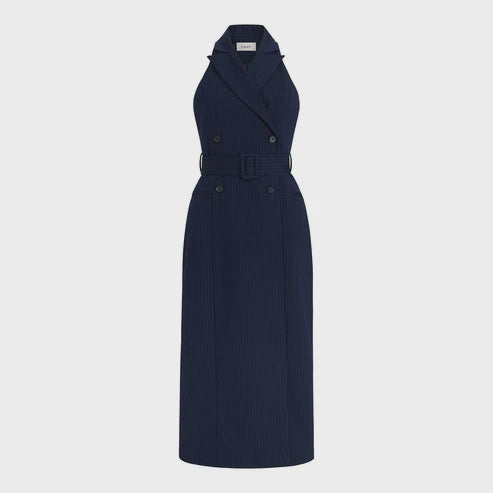 NAVY VEST DRESS PINSTRIPE DRESS