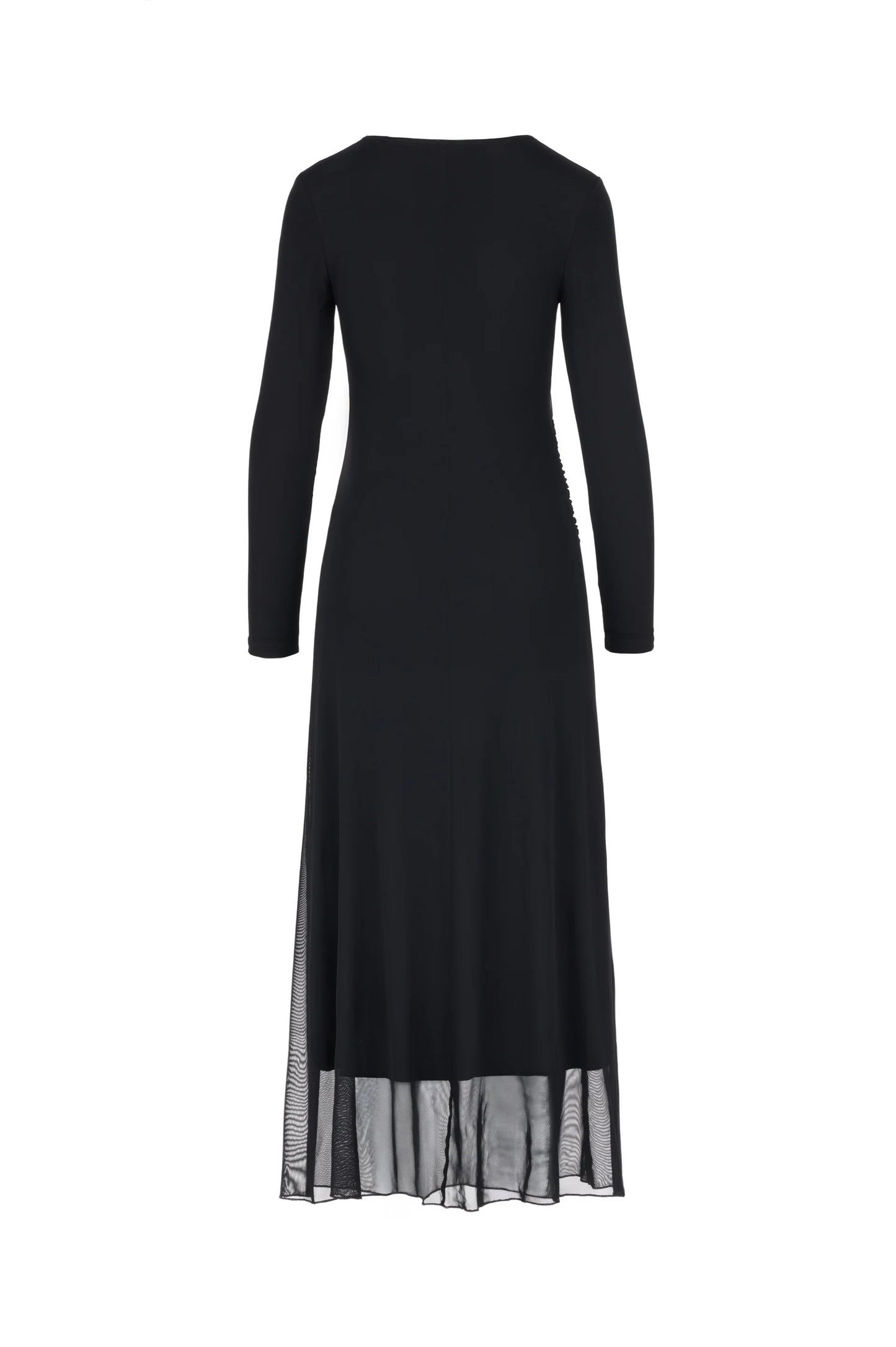 BLACK MESH RUCHED SIDE DRESS