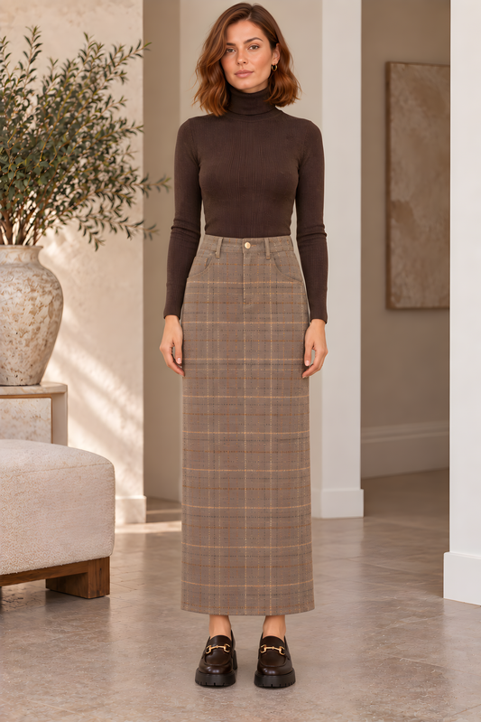 PLAID MIDI SKIRT AVAILABLE IN 2 COLORS
