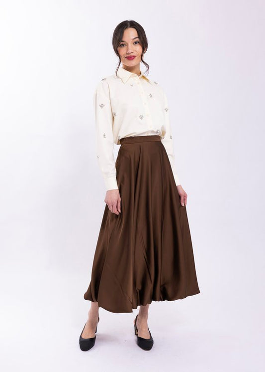 IVORY OVERALL EMBELLISHED BUTTON-UP SHIRT