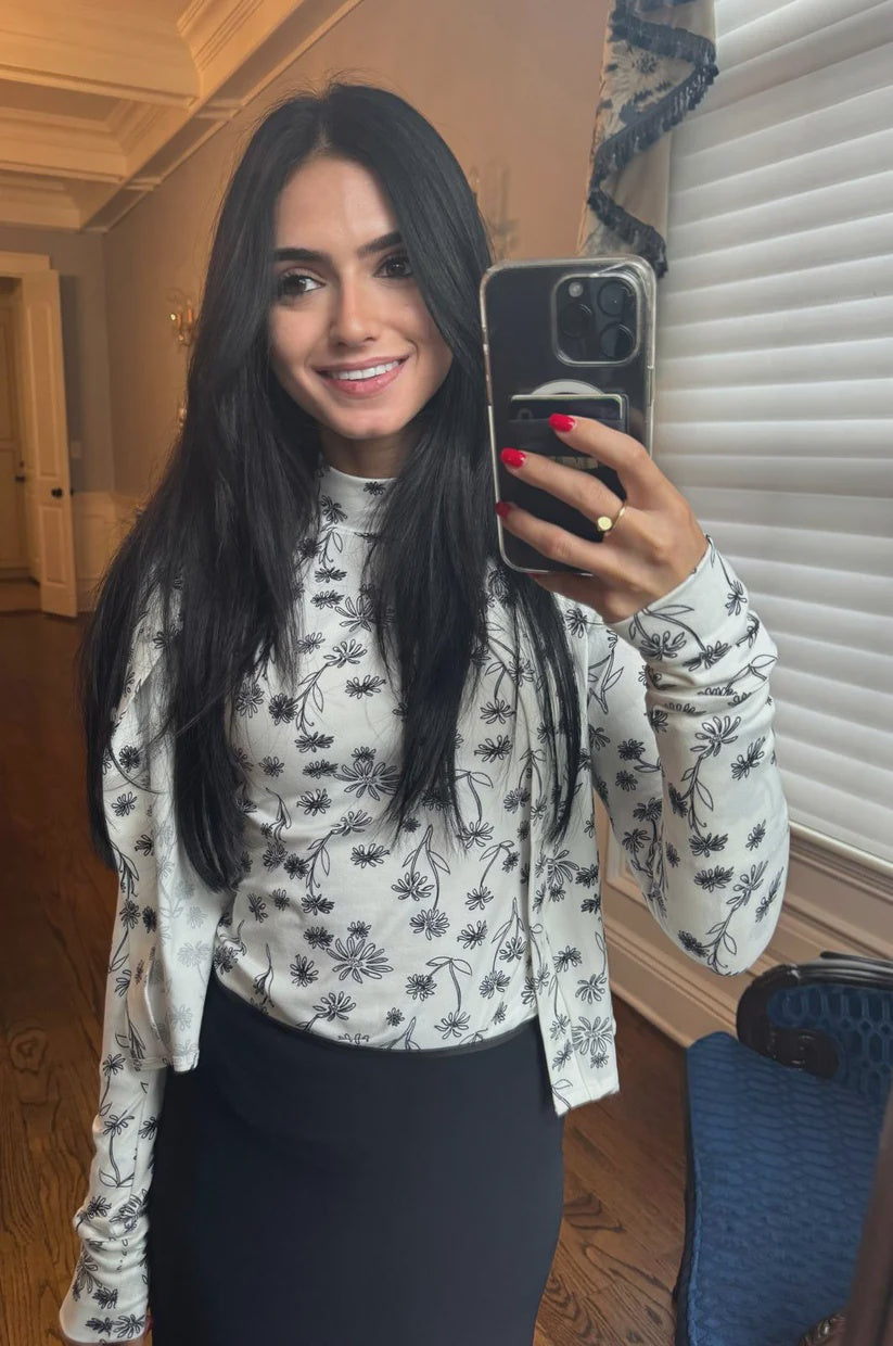 WHITE FLORAL CARDIGAN
