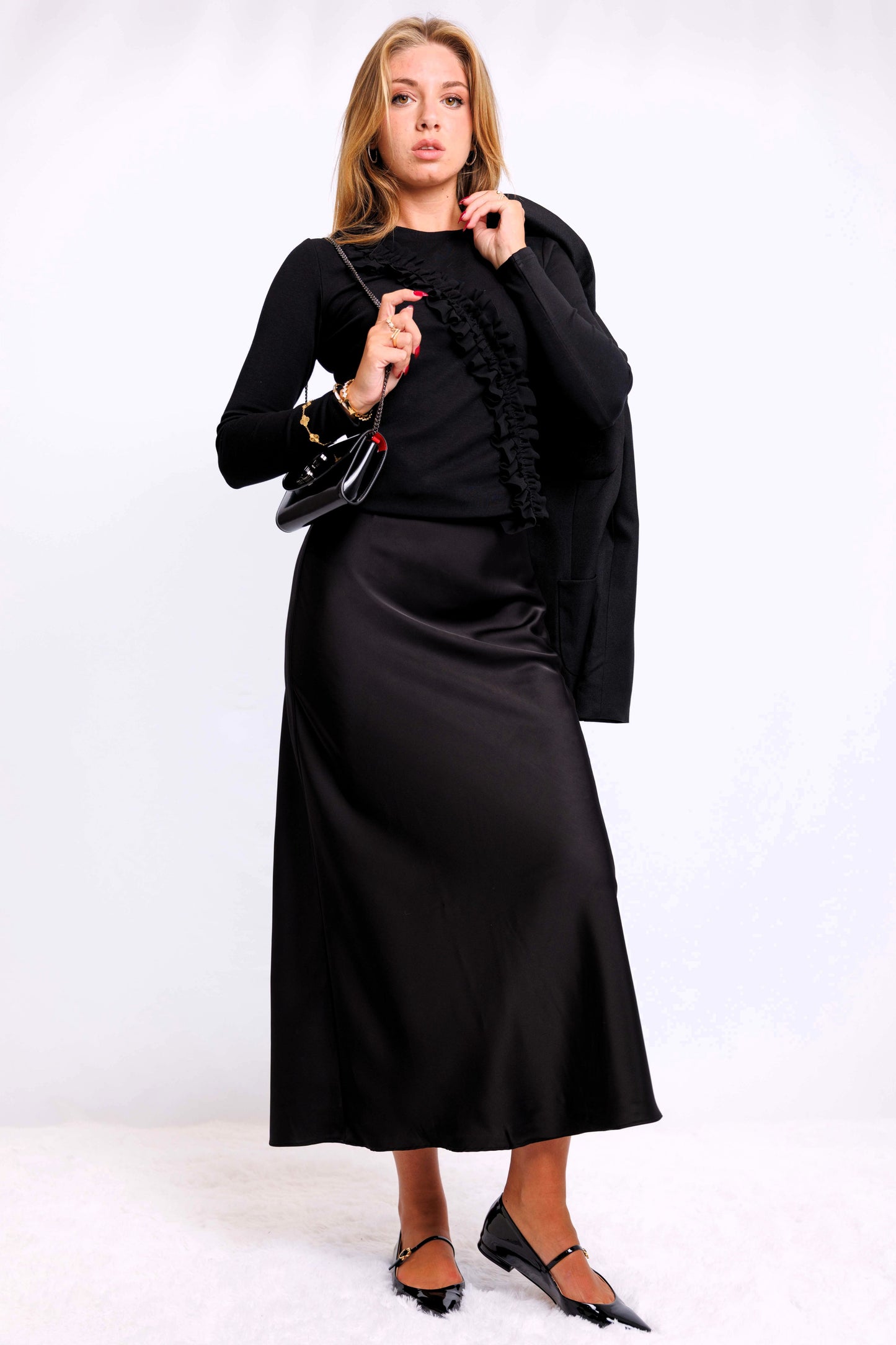 RUFFLE DETAIL TOP AVAILABLE IN 2 COLORS