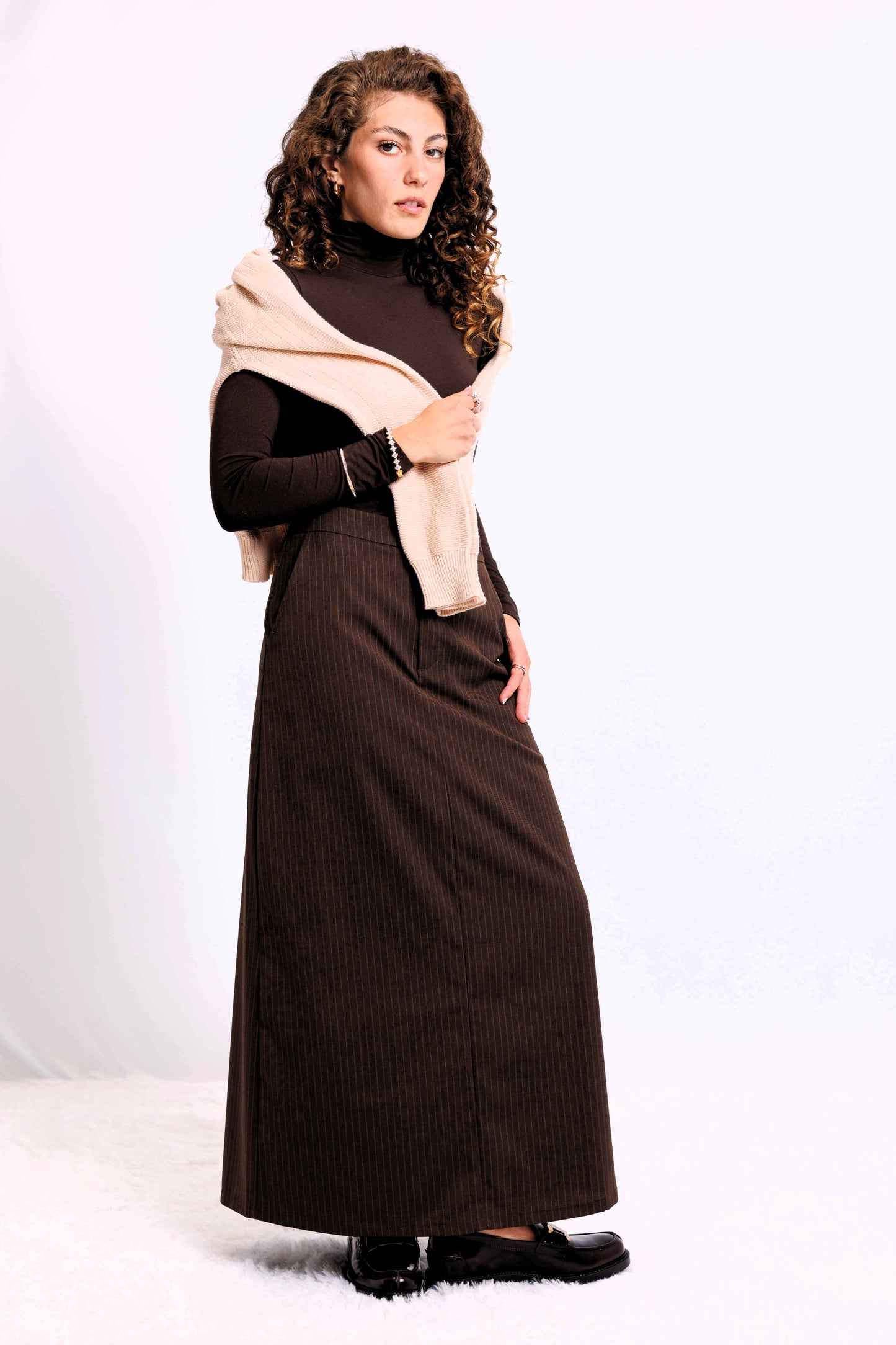 PINSTRIPE MIDI SKIRT AVAILABLE IN 3 COLORS