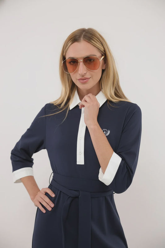 NAVY MIDI ICON DRESS