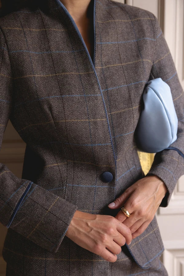 ESPRESSO HERRINGBONE LEXINGTON BLAZER