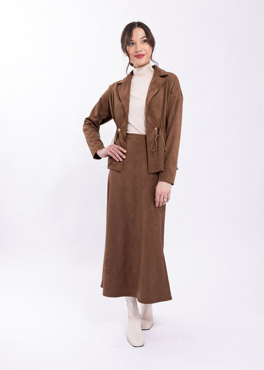 BROWN SUEDE BIAS SKIRT